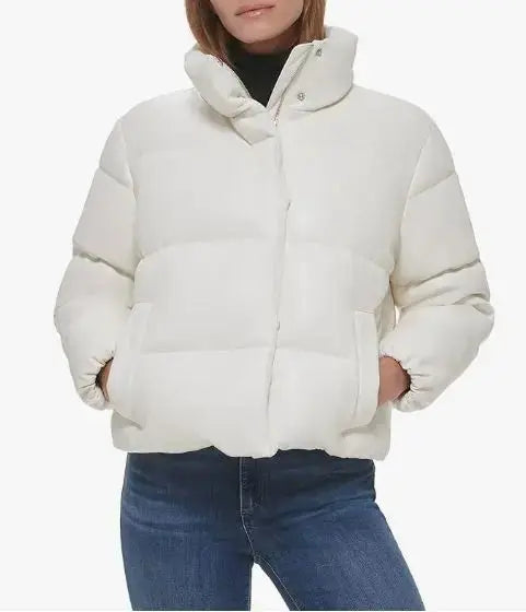 Calvin Klein Short Faux Leather Puffy Jacket