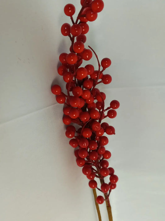 6 Pack Red Artificial Long Berry Stems