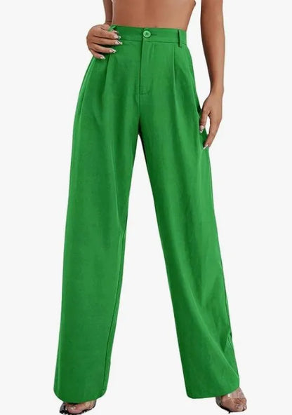 Women's Casual Wide Leg High Waisted Button Down Pants