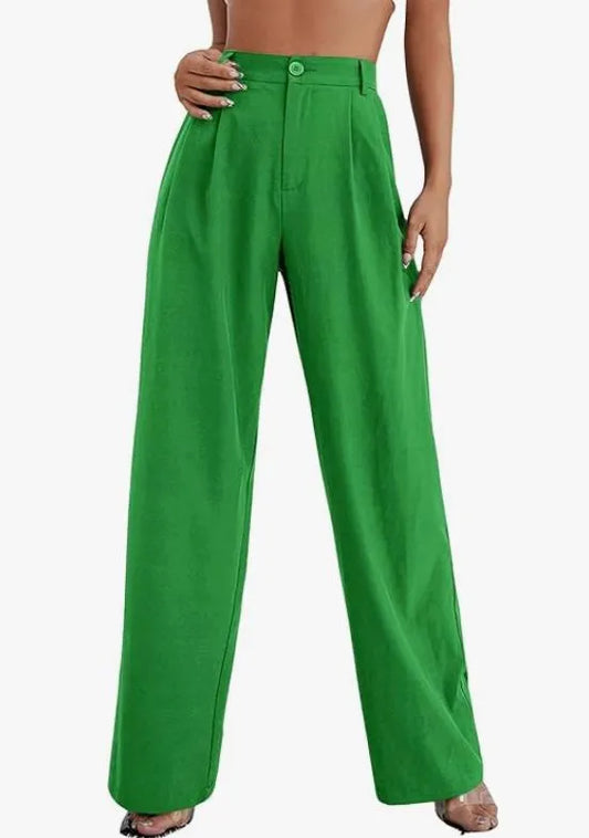 Women's Casual Wide Leg High Waisted Button Down Pants