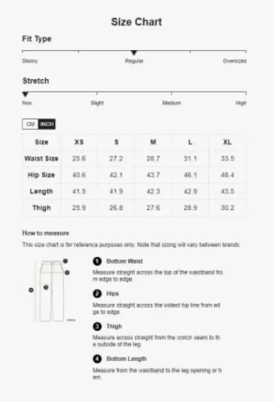 Women's Casual Wide Leg High Waisted Button Down Straight Long Trousers Pants, Sizing Chart