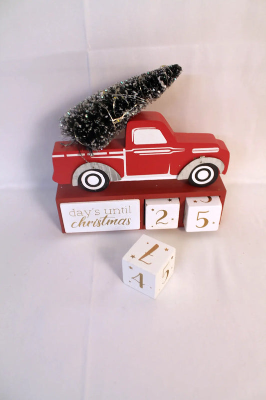LED Lighted Christmas Tree Red Truck with Tree Advent Calendar