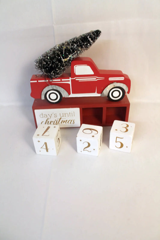 LED Lighted Christmas Tree Red Truck with Tree Advent Calendar