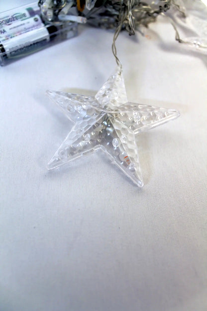 Christmas Window Curtain Lights, 138 LED Multicolor String Lights (close-up of star)