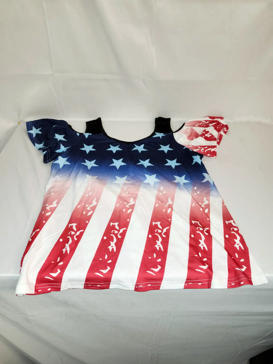 American Flag Cold Shoulder Womens Shirt