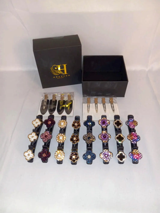 Sparkly Crystal Stones Hair Clips, 16pc Set