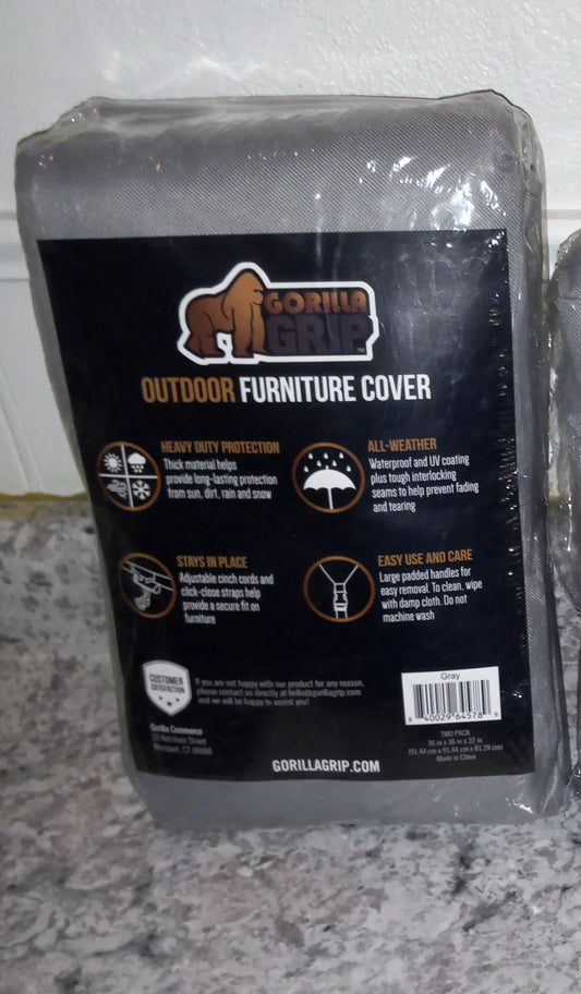GORILLA GRIP Outdoor Chair Covers – 36”x36”x32”, 2 pack, grey