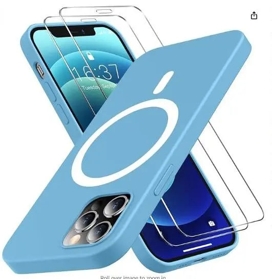MOZOTER Magnetic for iPhone 12/12Pro Silicone Case Blue