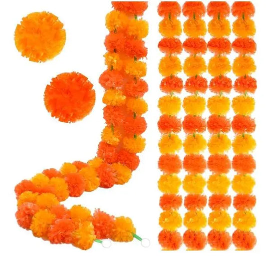 Artificial Marigold Garland, 30 pcs, 3.3ft each, 98ft Total