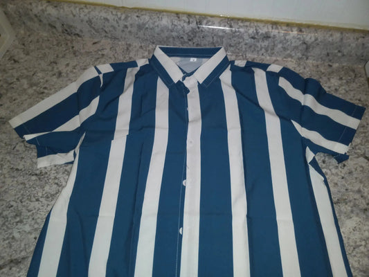 Men's Stripe Button-up Shirt, M