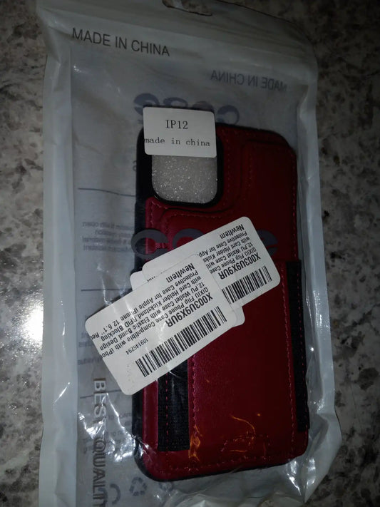 Flip Wallet Phone Case for iPhone 12, Red
