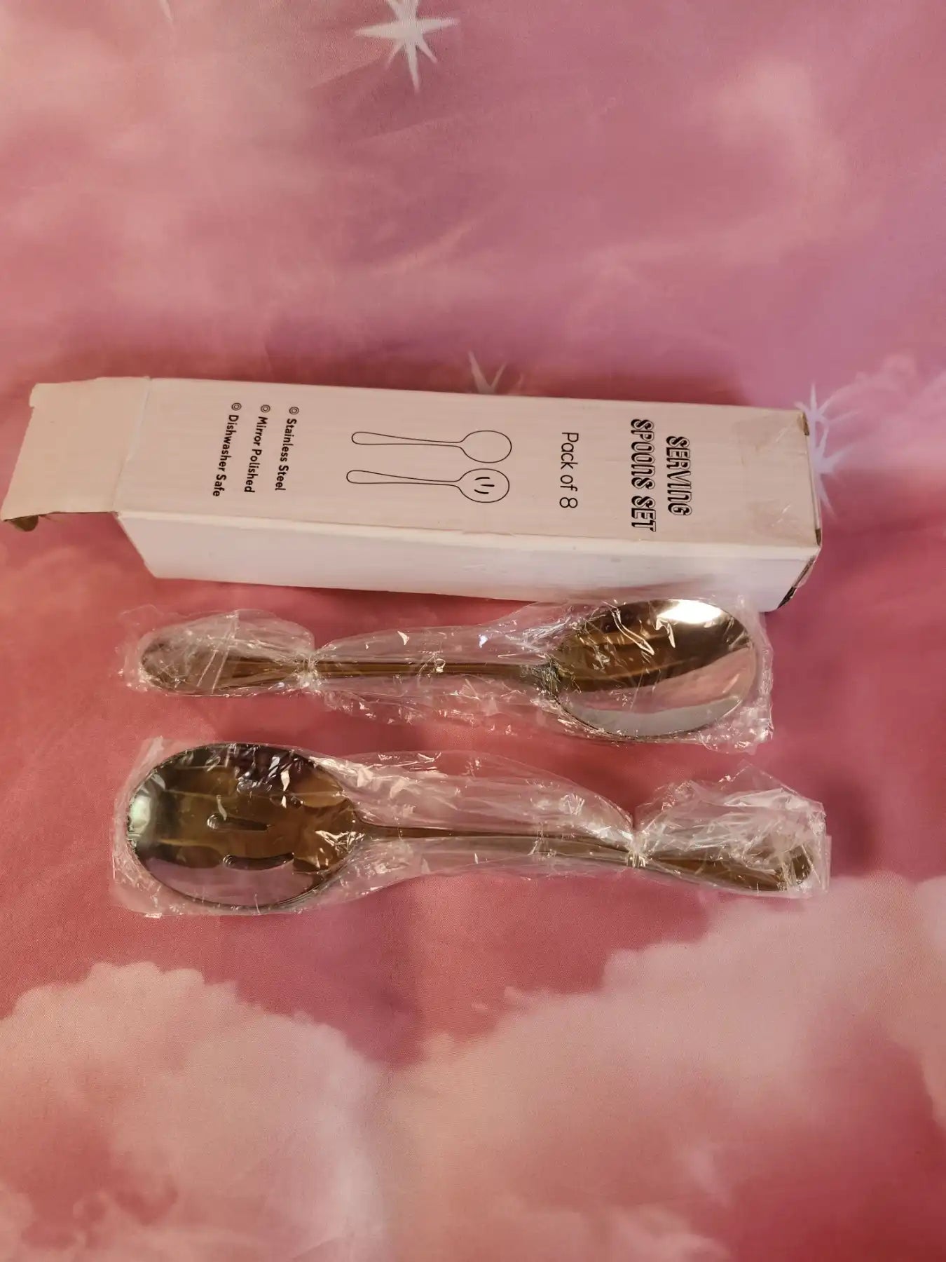 Hiware Spoon Set - 4 pc serving spoons and 4 pc slotted serving spoons. 