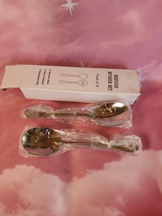 Hiware Spoon Set - 4 pc serving spoons and 4 pc slotted serving spoons. 