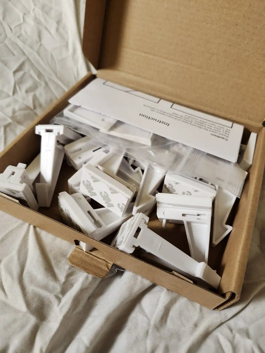 Child Safety Cabinet Locks (12pc) White - 12 pack cabinet locks child safety latches - with adhesive easy installation - no drilling or extra screws (white)