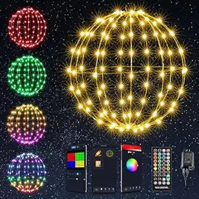 Foldable LED Light-up Sphere - Waterproof 12” Color changing, app-controlled, LED light sphere. Folds for storage. 