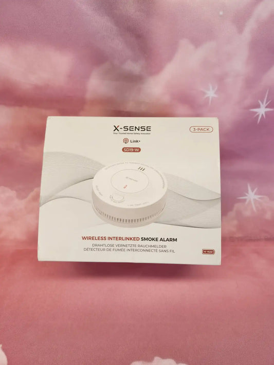 Wireless Interlinked Smoke Detector Fire Alarms, 3 Pack - X-Sense wireless interlinked smoke detector fire alarms – when one sounds, they all sound. Each has a 10-year battery and over 820ft transmission range. Model SD19-W.