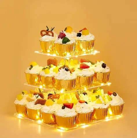 5-Tier Cupcake Stand with LED Light (3-Tier Version Shown)